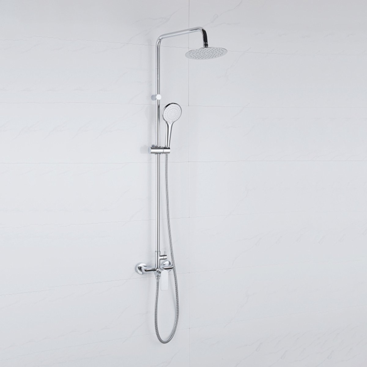 Adema Sparkle 2.0 opbouw regendoucheset – Ø30 cm hoofddouche – ronde handdouche – glijstang – chroom