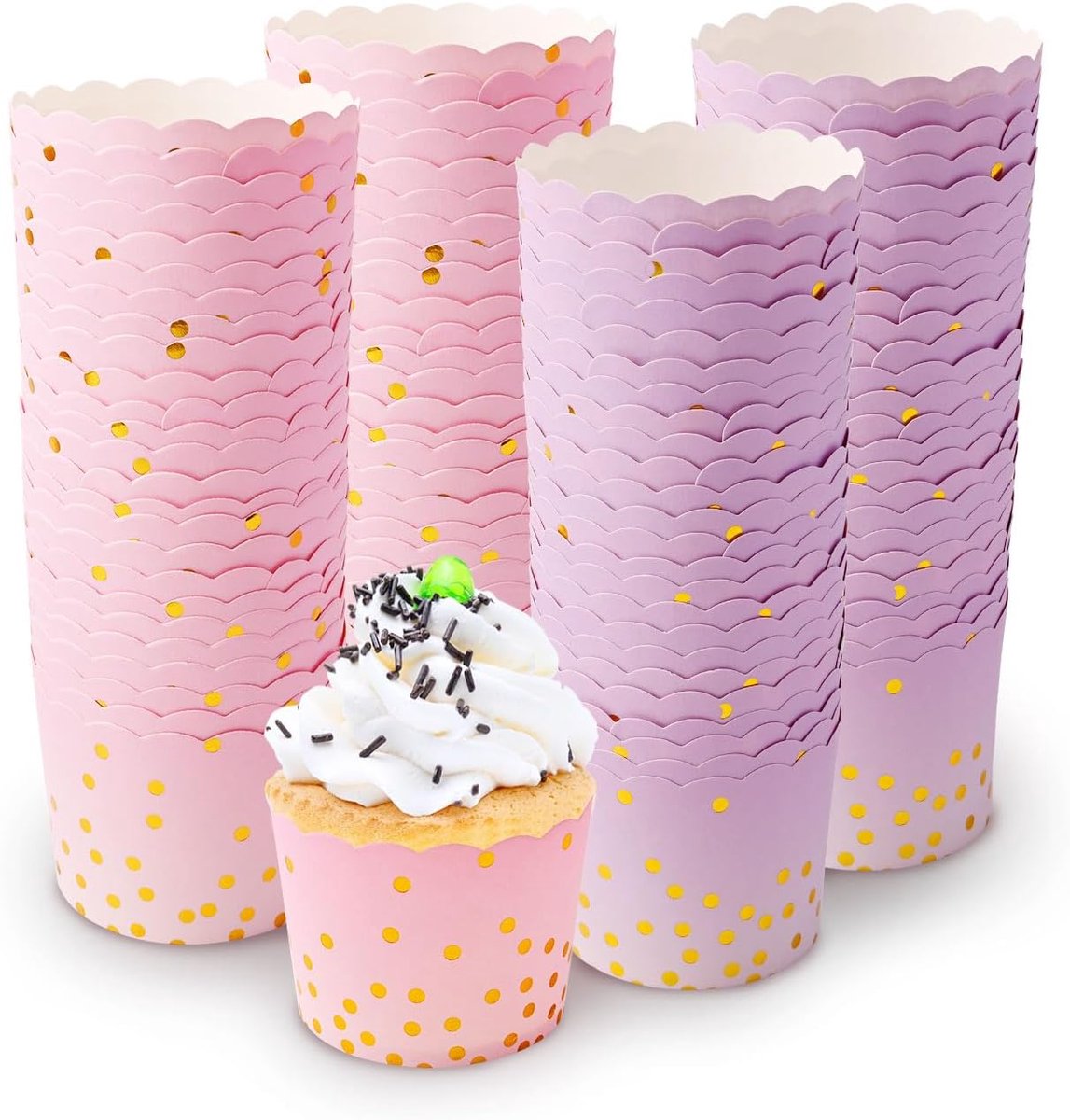 SnelShoppen - 100 Stuks Mini Muffinvormpjes Papier Roze Paars - Papieren Cupcake Vormpjes voor Bruiloften, Verjaardagen en Feesten - Ideaal voor Muffi