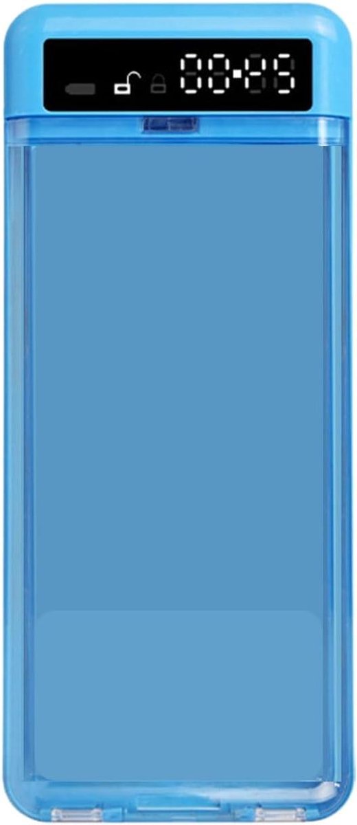 Draagbare Timer Locker - Telefoon Kluis - Zelfbeheersing Opbouwen - Resetbare Beveiliging - 21.5 cm Lengte - Blauw