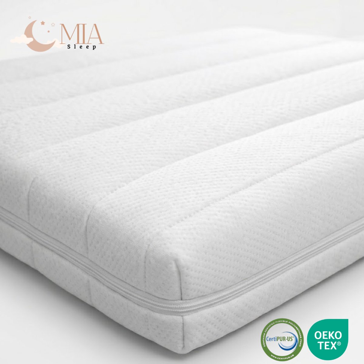 MIA Sleep® Hotel Topper 110x210 - Topdekmatras - Hotel Kwaliteit - HR45 Koudschuim - Circa 7 cm dik - Afritsbaar - Luxe Bamboo Tijk - Wasbaar - Ventilerend - Orthopedisch