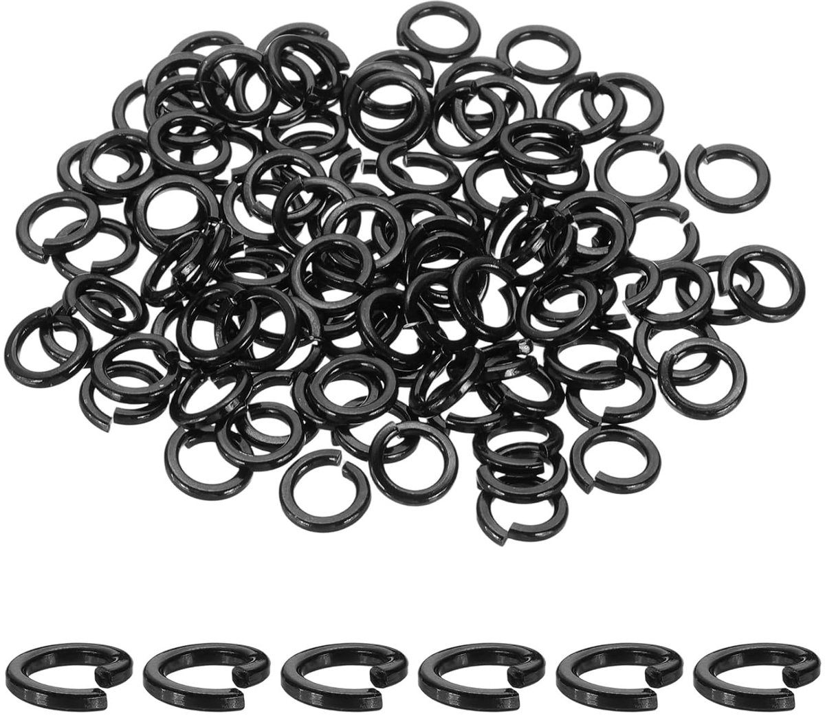 Borgringen van roestvrij staal 304, voor schroeven, moeren, auto's, bouwmachines, 100 stuks, zwart