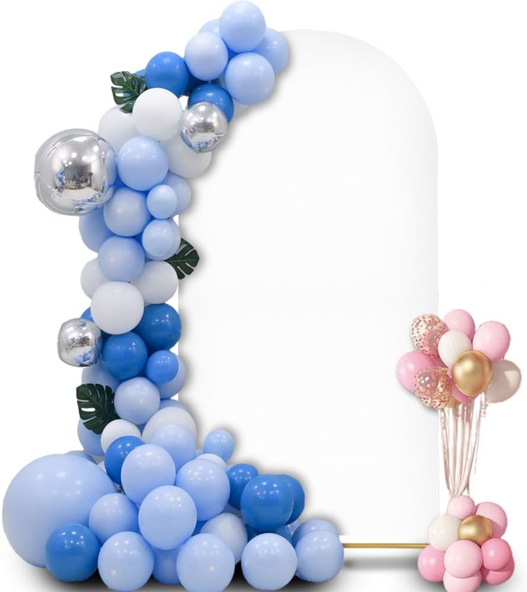 1,2 x 2,2 m boog achtergrond afdekking wit, ronde bovenkant, dubbelzijdig, bruiloftsboog achtergrond afdekking voor bruiloft, feestdecoratie, verjaardag, babyshower, banket