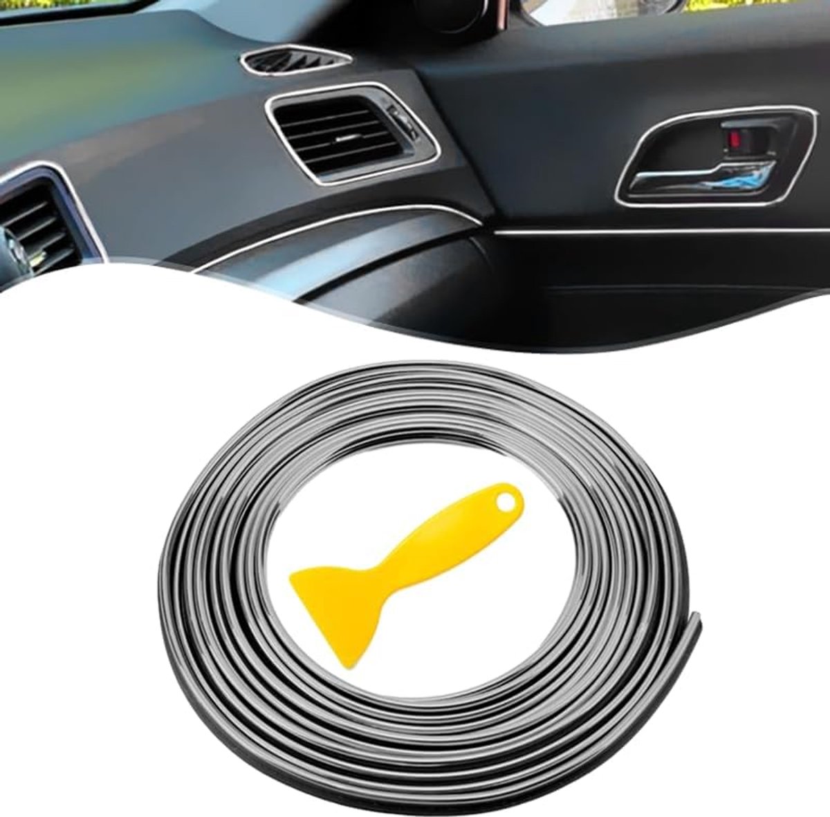 5 m decoratieve PVC Strip Trim Gieten Voor Auto Interieur, Inner Casting Flexibele Kledinglijsten - Galvaniseren Zilver met Kras
