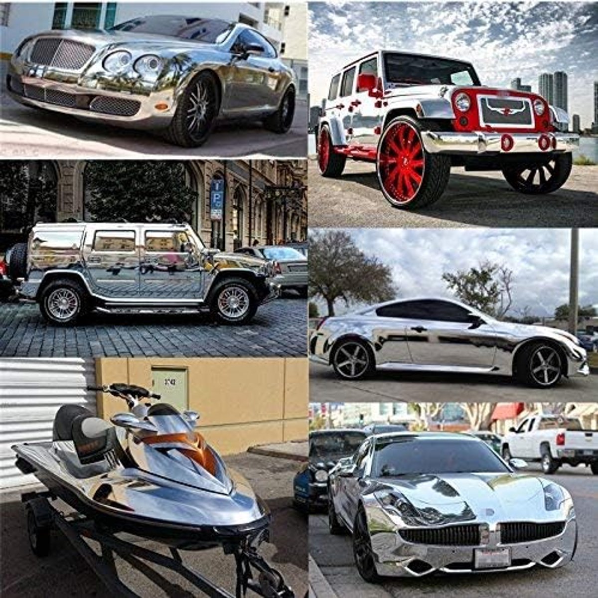 10 x 152 cm autospiegel chroom zilverfolie folie sticker folie blad auto boot