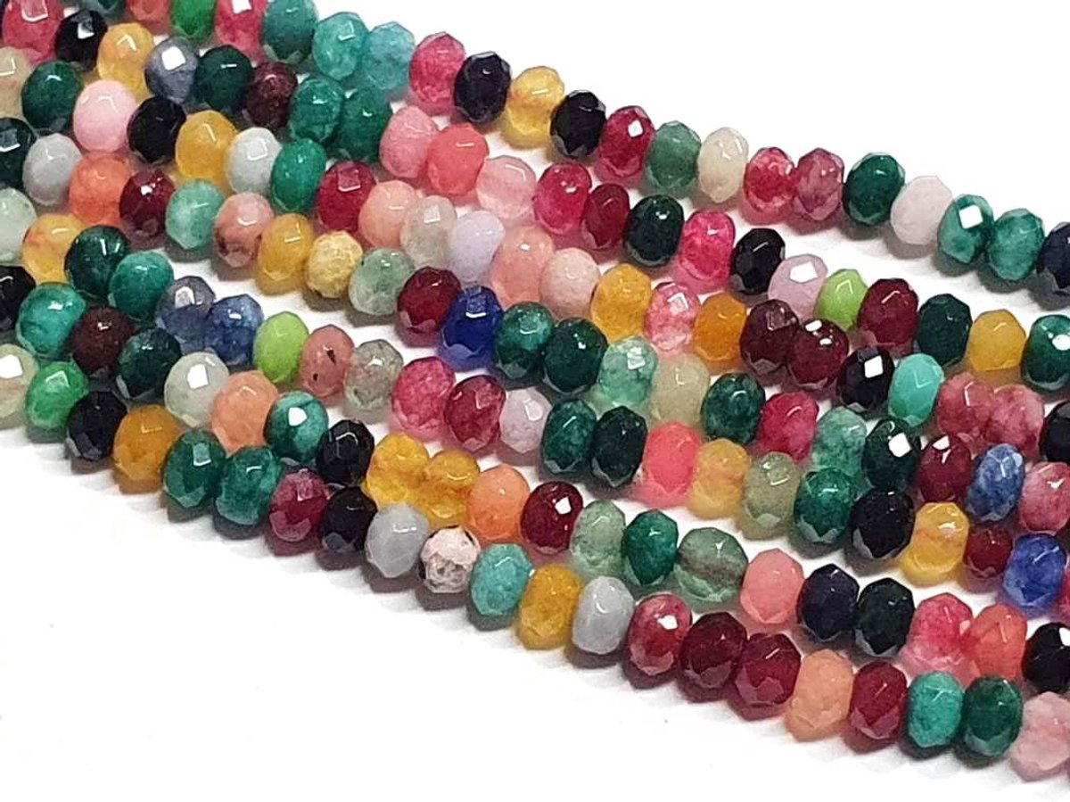 Kralen Achat Steen 4mm 30Stk Gefacetteerd Rondelle Edelstenen Halfedelstenen Sieradenkralen Sieraadkralen Kleine Kralen Ketting (Gemengd)