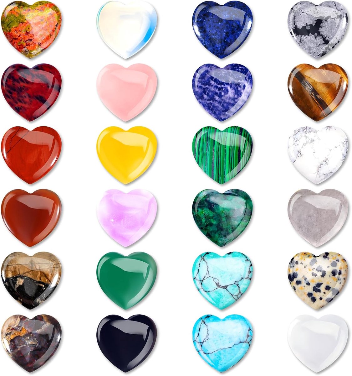 24 stuks kristallen edelstenen hart steen set, natuurlijke kleurrijke kristalstenen decoratie, hartstenen bulk gepolijste edelstenen meditatie chakra reiki energiebalans, chakra stenen