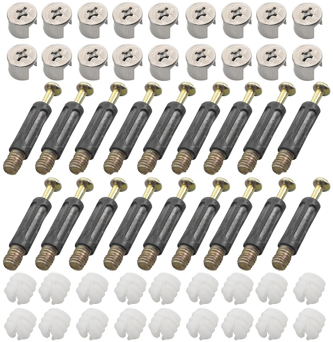 Set van 50 meubelverbinders, draadpennen, meubelexcentrische meubelverbinders, M15 fittingsschroeven, M6 x 40 mm voor kast/commode