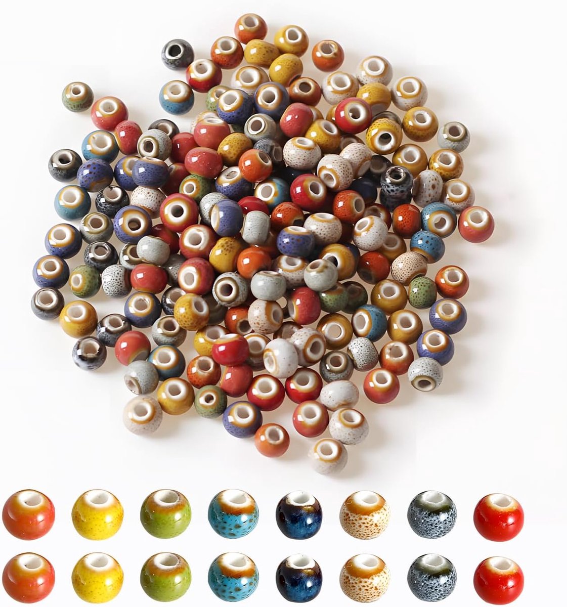 Kralen, doe-het-zelf keramiek, rond, porselein, gekleurde keramische kralen, retro antiek, afstandhouders, doe-het-zelf sieraden, kralen om te rijgen, voor volwassenen, halsketting