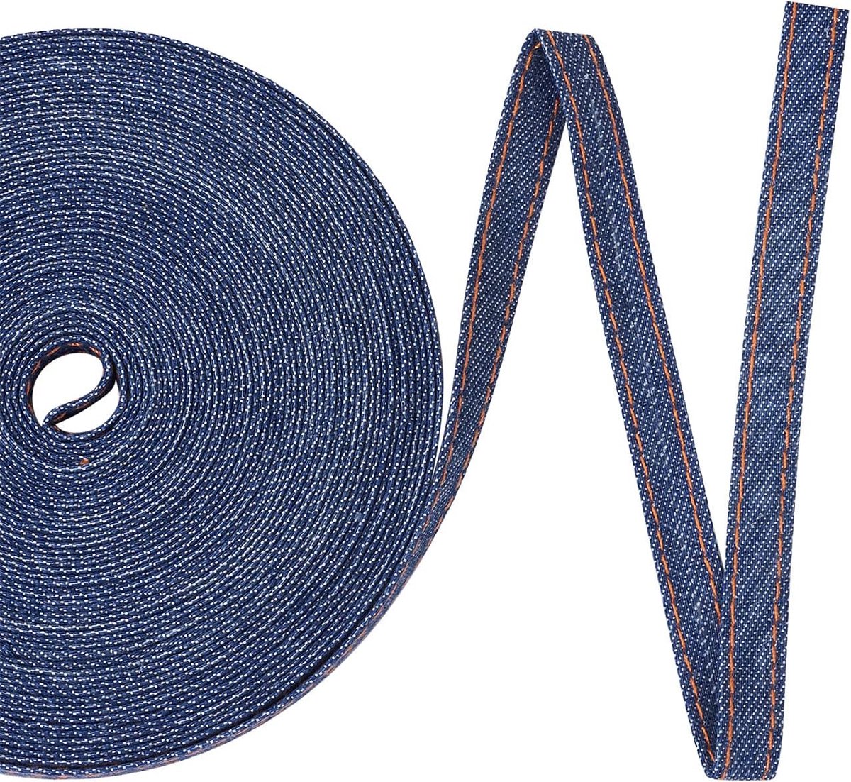 10 m Stitch Denim Lint, 0.4 inch gelaagde doek Stof Jeans Bogen Lint Canvas Bedrade Lint voor DIY Ambachten Haarclip Accessoires Naaien Decoratie (Marine Blue)