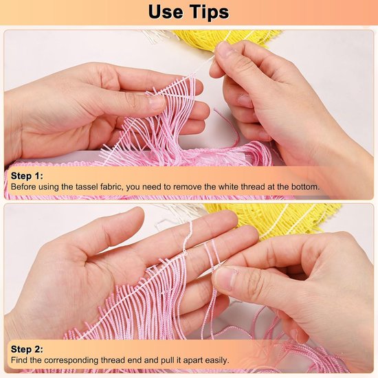 METERXITY Chainette franjes, 20 cm polyester vlecht kwastjes trim voor doe-het-zelf ambachten/Latijnse jurk/lampenkap decoratie/trouwjurk/naaien/kleding franje garen [koffie] — afbeelding 3