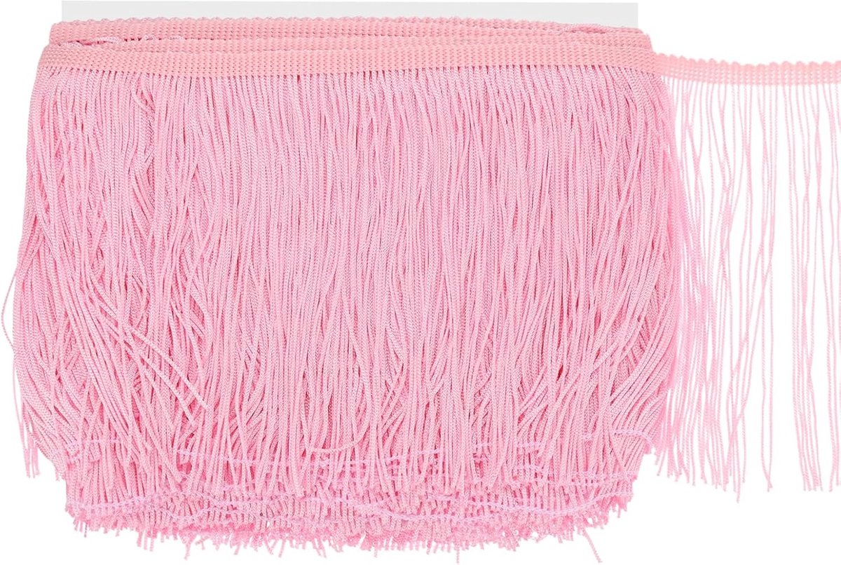 METERXITY Chainette franjes, 10 meter polyester vlecht kwastjes trim voor doe-het-zelf ambachten/Latijnse jurk/lampenkap decoratie/trouwjurk/naaien/kleding franje garen [roze]