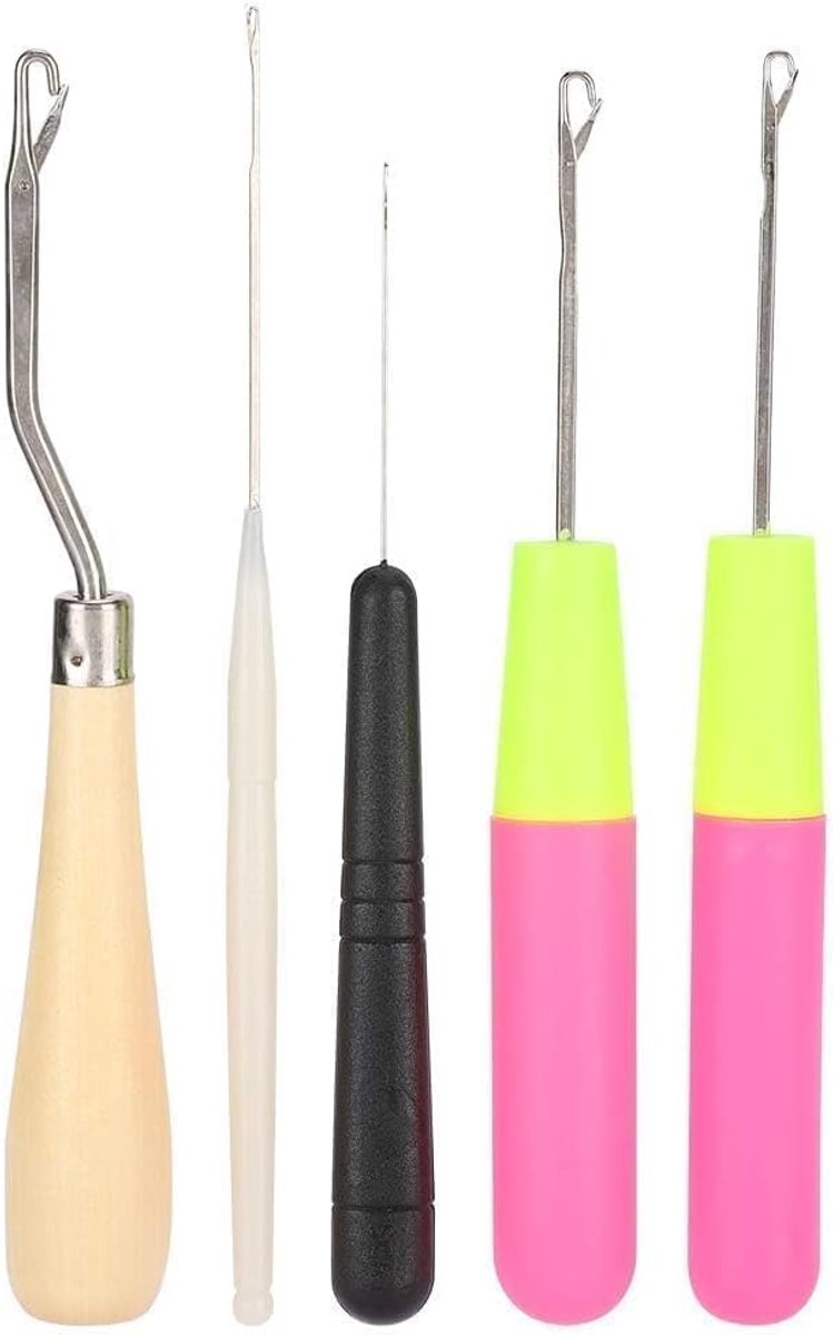 5 Stks Klink Haak Naald Set, Gebogen Klink Haak Haak Naaldhaak, Houten Gebogen Klink Haak voor Vlecht Haar Tapijt Sjaal Ambachten