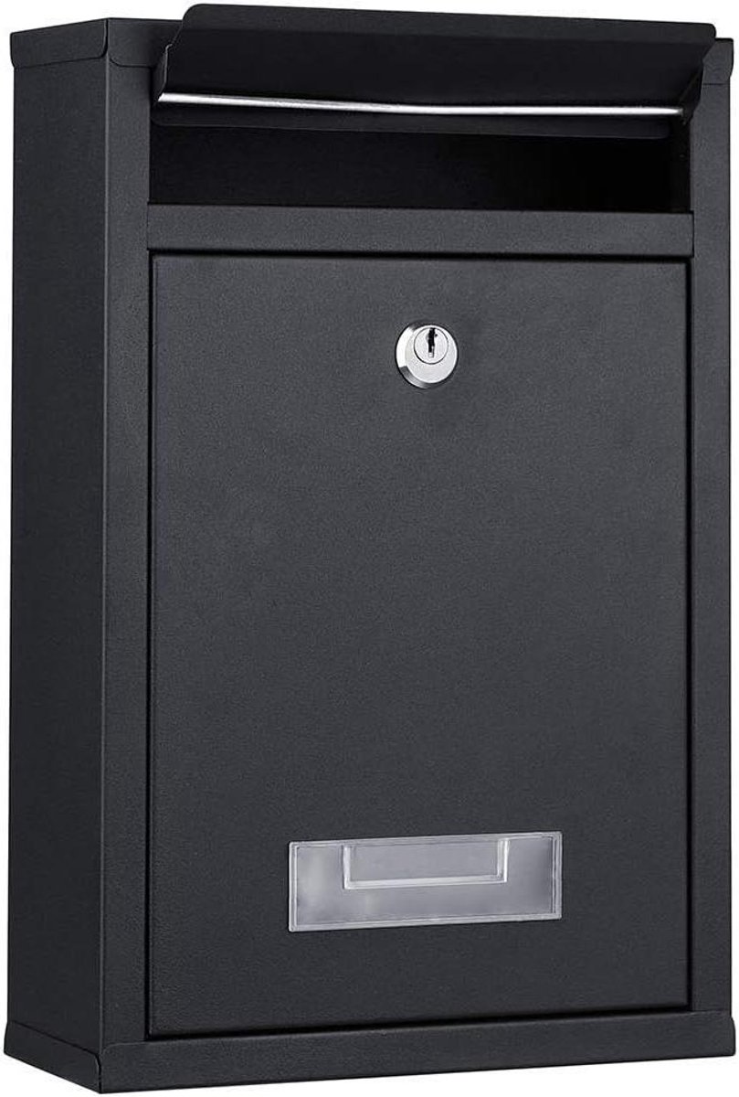Brievenbus Muur - Brievenbus Buiten - Post Ontvangen - Afsluitbaar Cilinderslot - 32.5 x 21.5 x 8.5 cm - Zwart