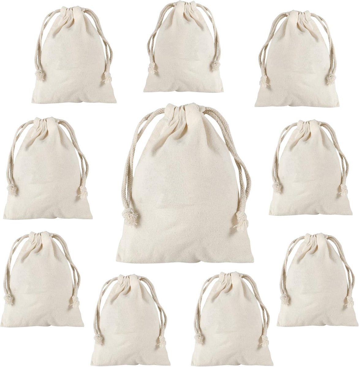 VIDA ZZZB Stofzak, diverse maten, set om te beschilderen, in natuurlijke zakjes, naturel, 10 x 14 cm | 10 Stück, modern
