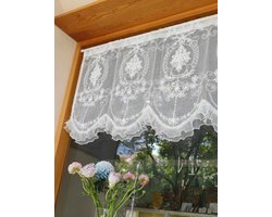 Vitrage barok bistrogordijn Franse keukengordijnen met bloemen borduurwerk gordijn kant wit transparante decoratieve gordijnen kort H x B 65