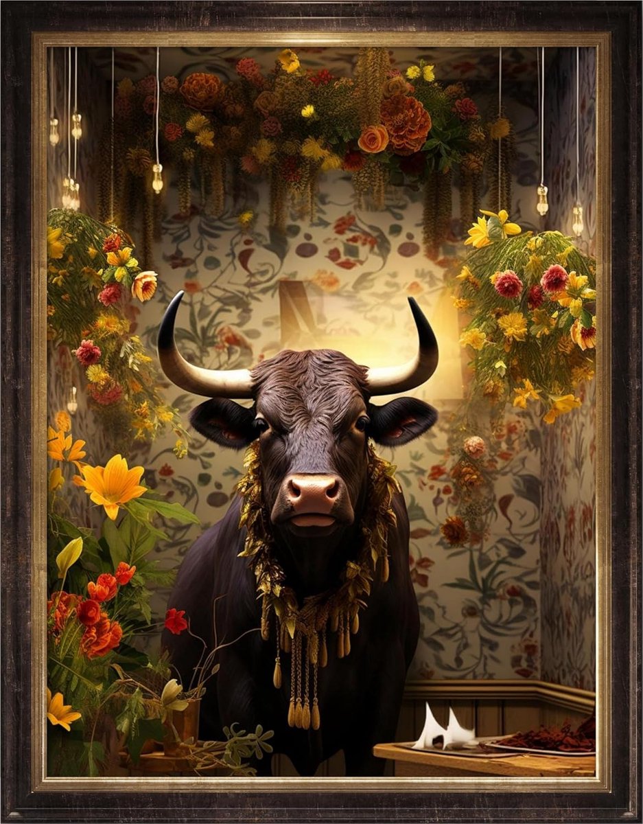 11CT kruissteekset 3 strengen – dezelfde starterset voor borduren – bedrukt canvas complete set voor volwassenen of kinderen voor beginners – Cows and Flowers 33 x 43 cm