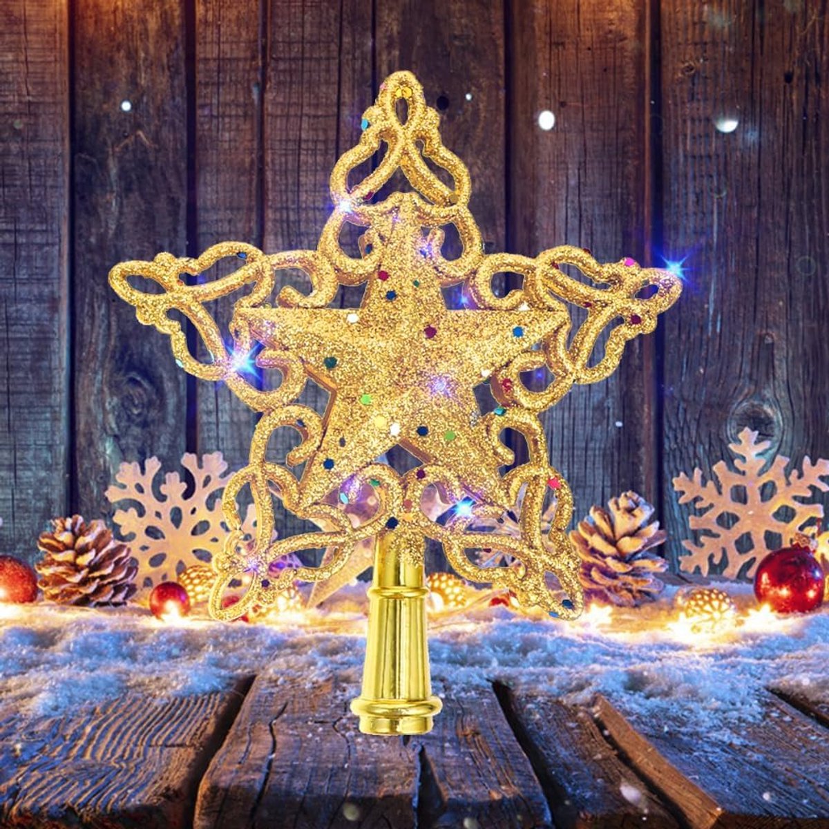 kerstboom tip 15 cm opengewerkte en glitter tips kerstboom topper ster voor kerstboom feestelijke glitter voor je kerstdecoratie