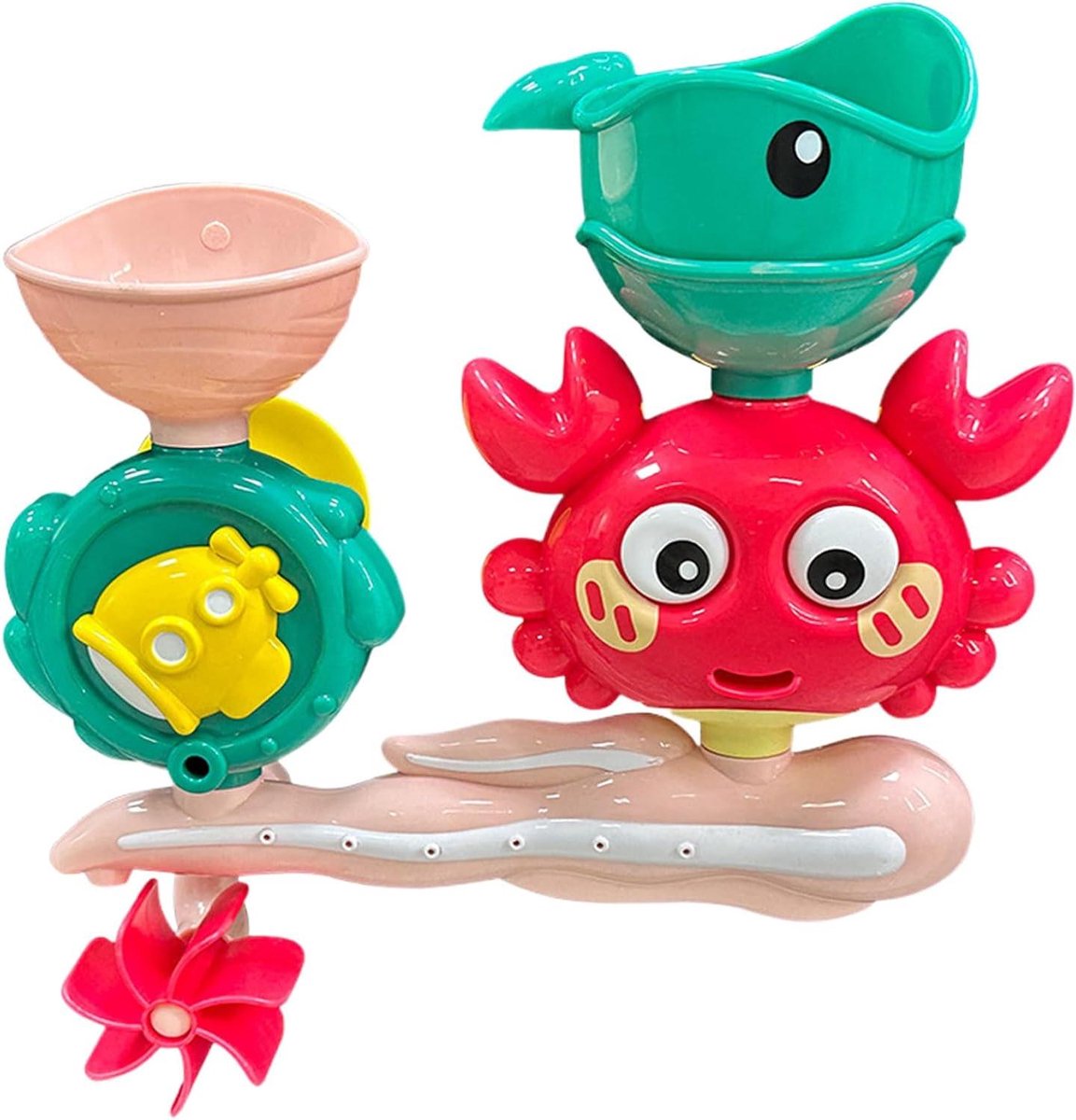 Badspeelgoed Krab - Waterspeelgoed Zuignap - Baby Entertainment - Sterke Hechting - 22.5 x 17 x 8 cm - Rood