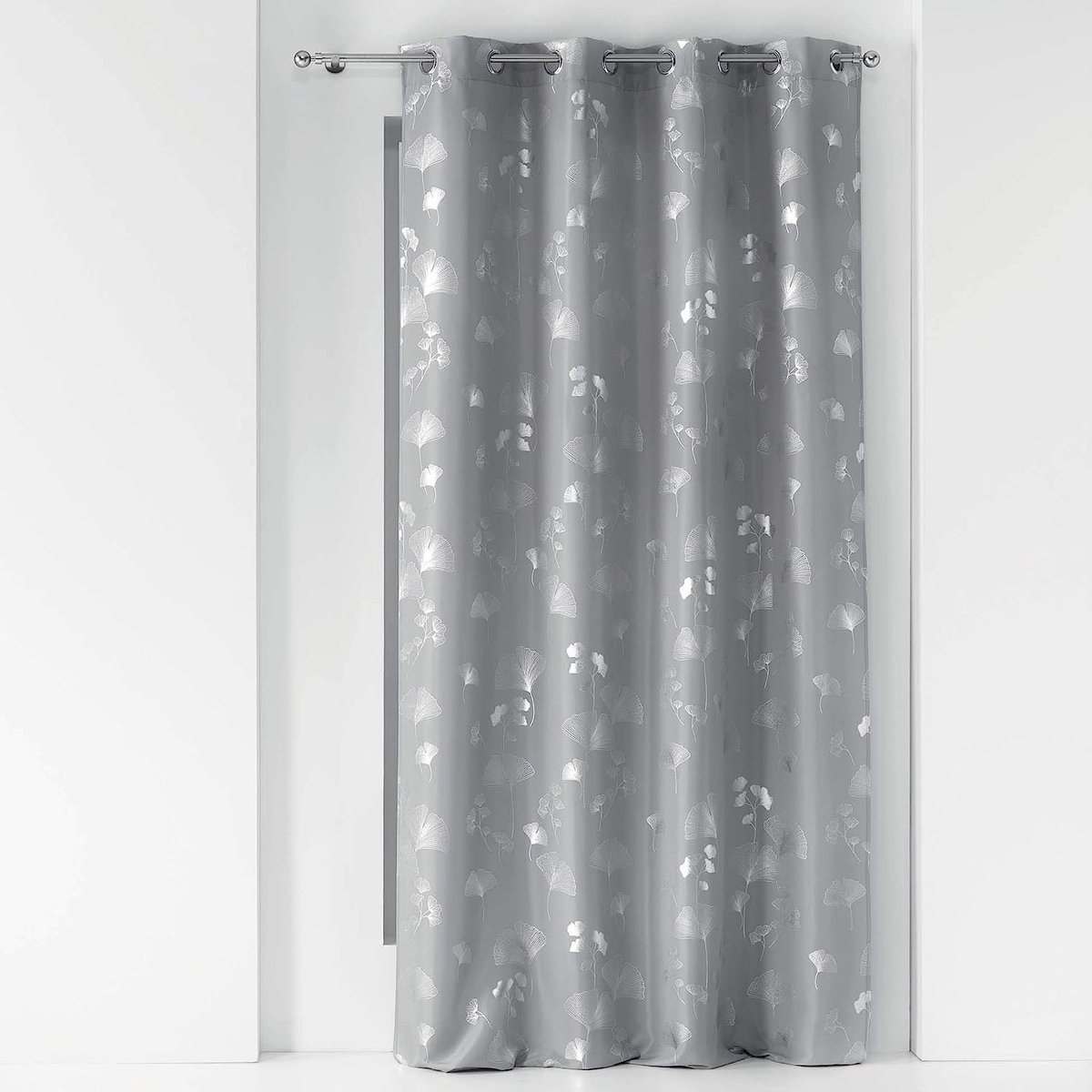 Douceur de intérieur Bloomy gordijn, polyester, grijs/zilver, 140 x 260 cm