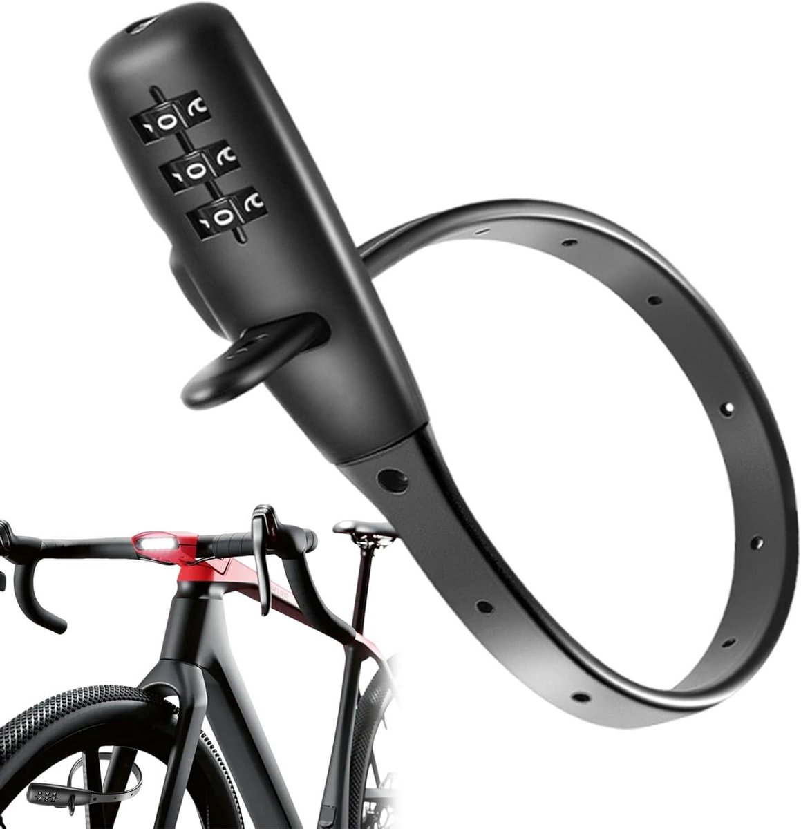Fietsslot Scooter Slot - Combinatieslot Kabel - Dieftal Preventie - Verstelbare Band - 25.5 cm - Zwart