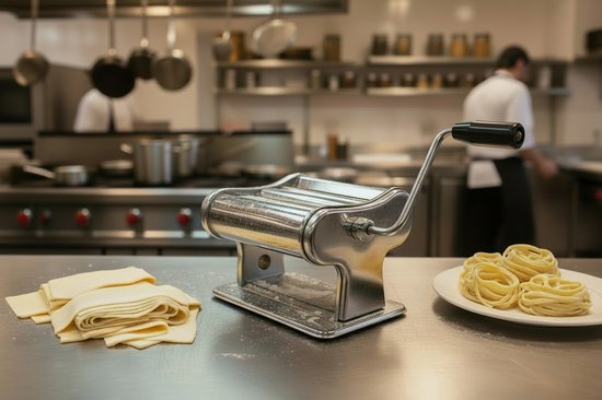 Cookinglife Pastamachine Italian - Robuuste Handmatige Pastamaker - Pasta Maker - Metaal Chroom - Zilver - Voor Lasagne & Spaghetti van Merkloos — afbeelding 4