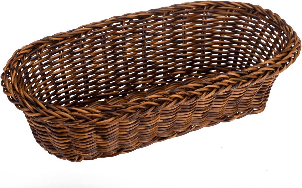 Broodmand Ovaal - Gevlochten mand - Brood serveren - Praktisch en veelzijdig - 29 x 15 cm - Bruin