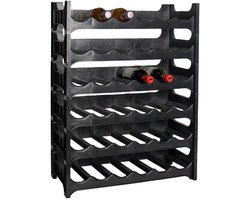 Cosy & Trendy Wijnrek Stapelbaar - Set Van 6, 36 Flessen - Modulair Wine Rack - Kunststof - Zwart - Ruimtebesparend, 60,5 x 28 x 14 cm