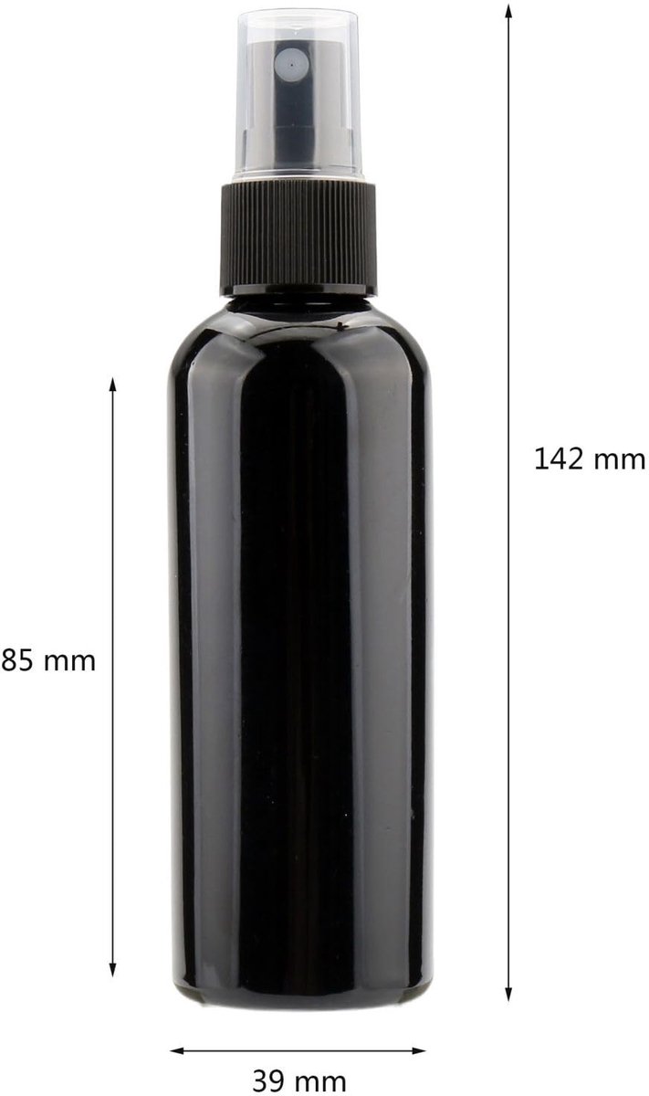 SnelShoppen - 24 Stuks Lege 100 ml Zwarte PET-Kunststof Spuitflessen met Fijne Nevelpomp - Draagbare Sproeiers voor Parfum, Water en Cosmetica - Inclu