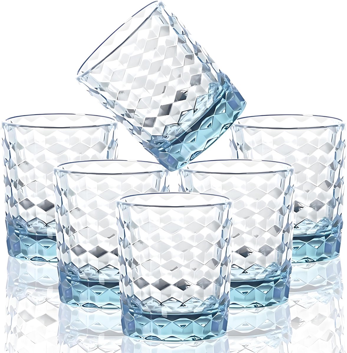 SnelShoppen - 6-delige premium onbreekbare drinkglazen - plastic bekers - vaatwasmachinebestendig - BPA-vrij - lichtblauwe acrylsapglazen voor kindere