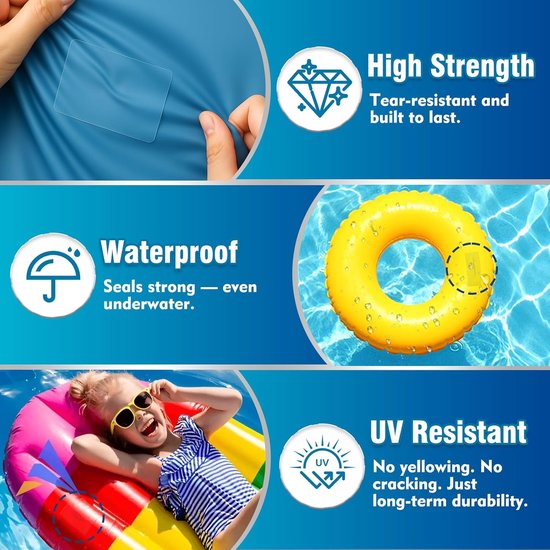 Reparatieset Opblaasbaar - Luchtbed Plakset - Lekkages Dichten - Waterdicht UV-bestendig - 60 ml - Transparant — afbeelding 3