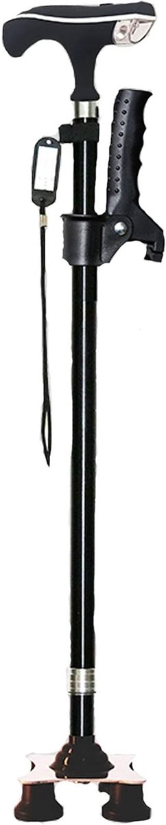 Wandelstok - Loopstok Steun - Veilig Lopen - Ingebouwd LED Licht - Verstelbaar 72-95cm - Zwart