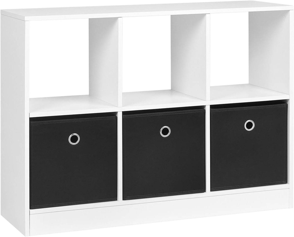 SureDeal® - Boekenkast - 3 lade vliesstof - Kubusvormige plank - Vakken - 80x30x60 cm