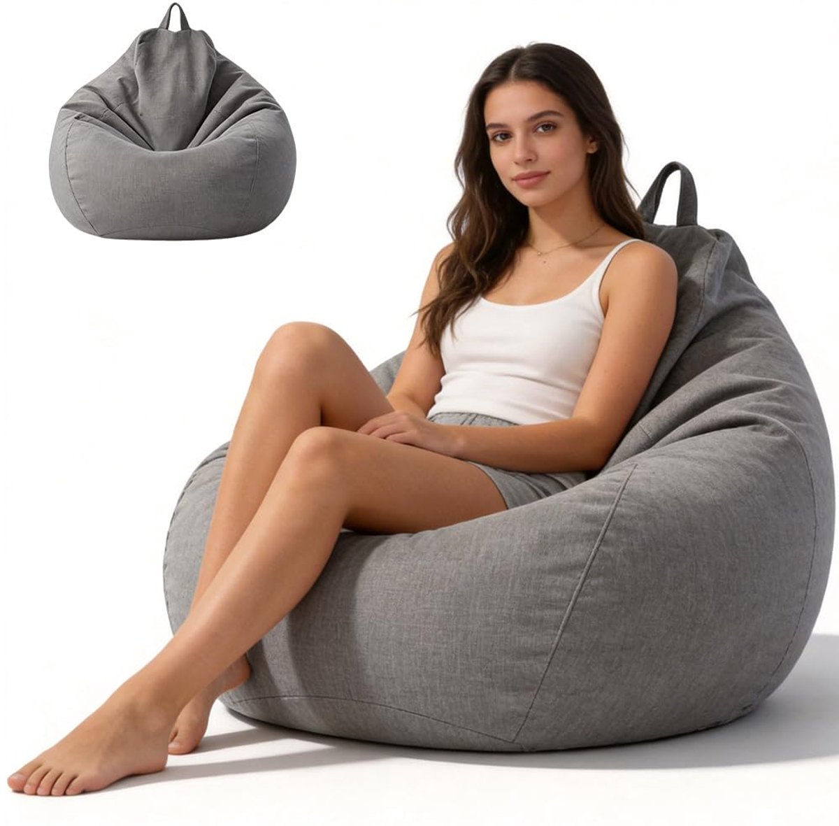 SnelShoppen - Zitzak XL Druppelvorm 100 x 120 cm, Overtrek zonder Vulling, Gaming Zitzak voor Volwassenen en Kinderen, Voor Woonkamer, Kinderkamer, Ou