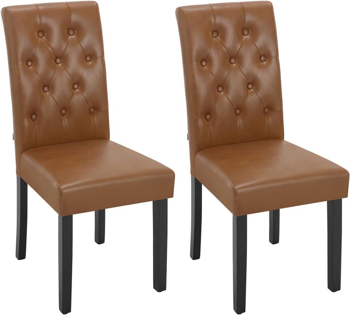 SureDeal® - eetkamerstoelen - Keukenstoel - Hoge rugleuning - Gemaakt kunstleren bekleding - 44x59x99 cm - Zwart