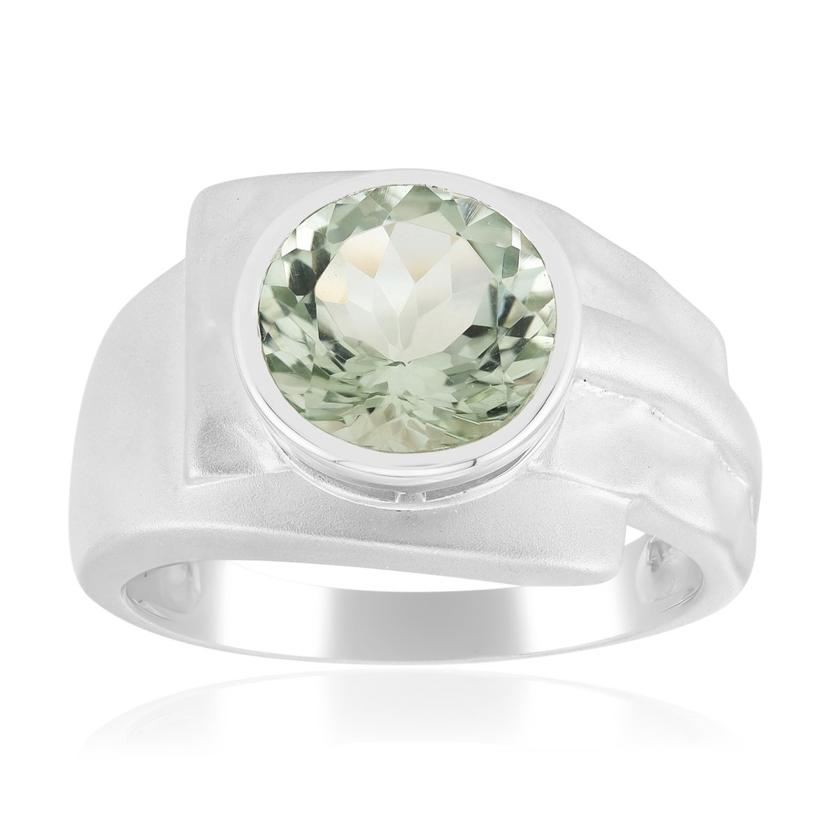 Cavill - Zilveren ring met palladiumlaag - 925 Sterling Zilver - 1,615 ct groene Braziliaanse amethist - ronde slijpsel - moderne elegante damesring