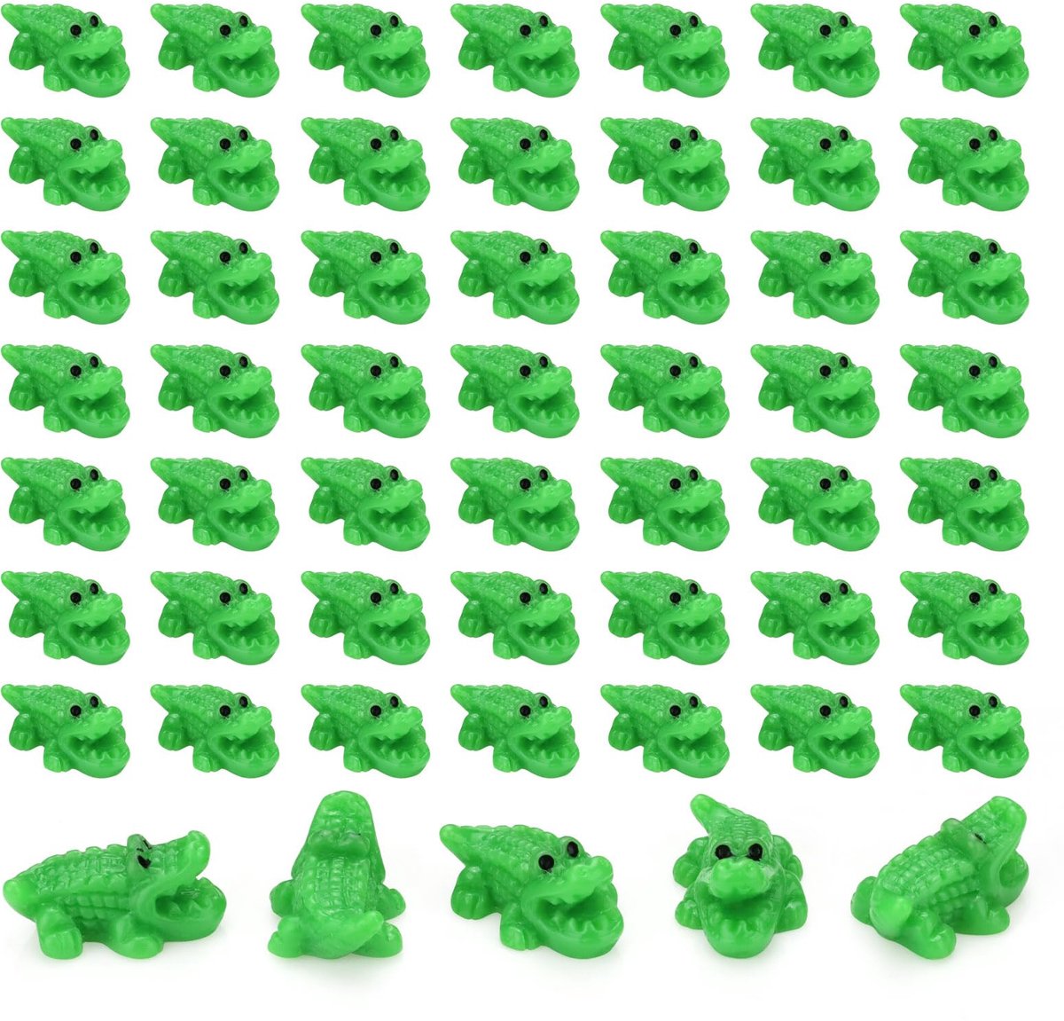 100 stuks kleine alligatorfiguren - gedetailleerde buikligator miniatuurdecoratie voor bureau, boekenplank, diorama, aquarium, zen-tuin en verzamelaarsdisplay (open mond)