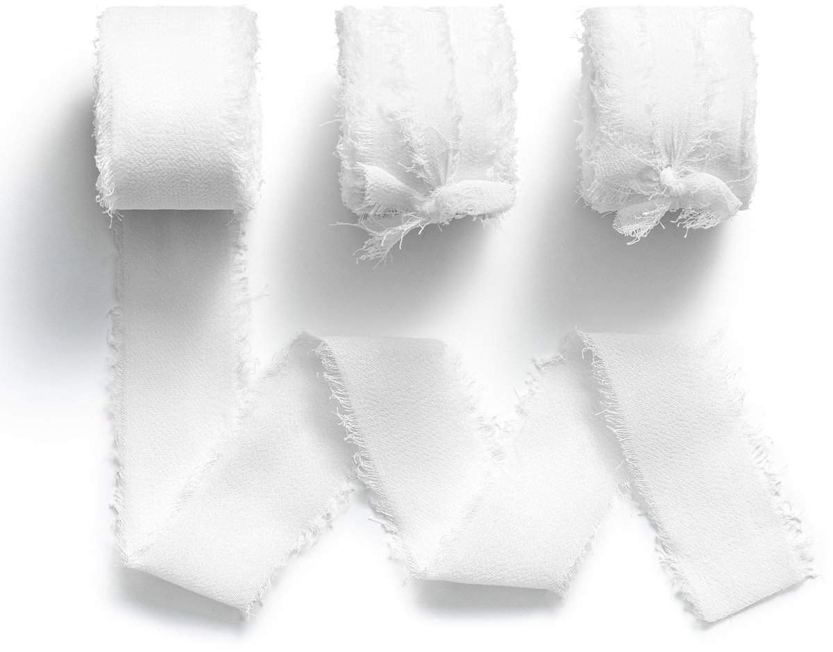 Chiffon lint Wit Cadeaulint Breed Lint Geschikt Chiffonlint voor Bruiloft,Bruidsboeket,Cadeauverpakking,DIY-Project,Knutselen,2,5 cm x 6,4 m