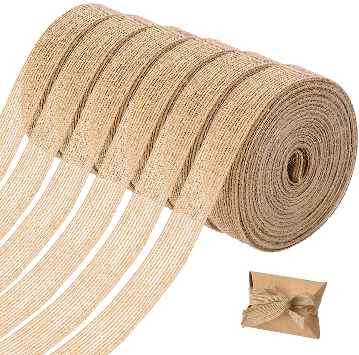 Jute linten, natuurlijk, juteband, rol 1,5 cm fijn | vintage decoratielint jute, brede decoratieve band, jute, jute lint, burlap band voor cadeau, bruiloft, eettafel