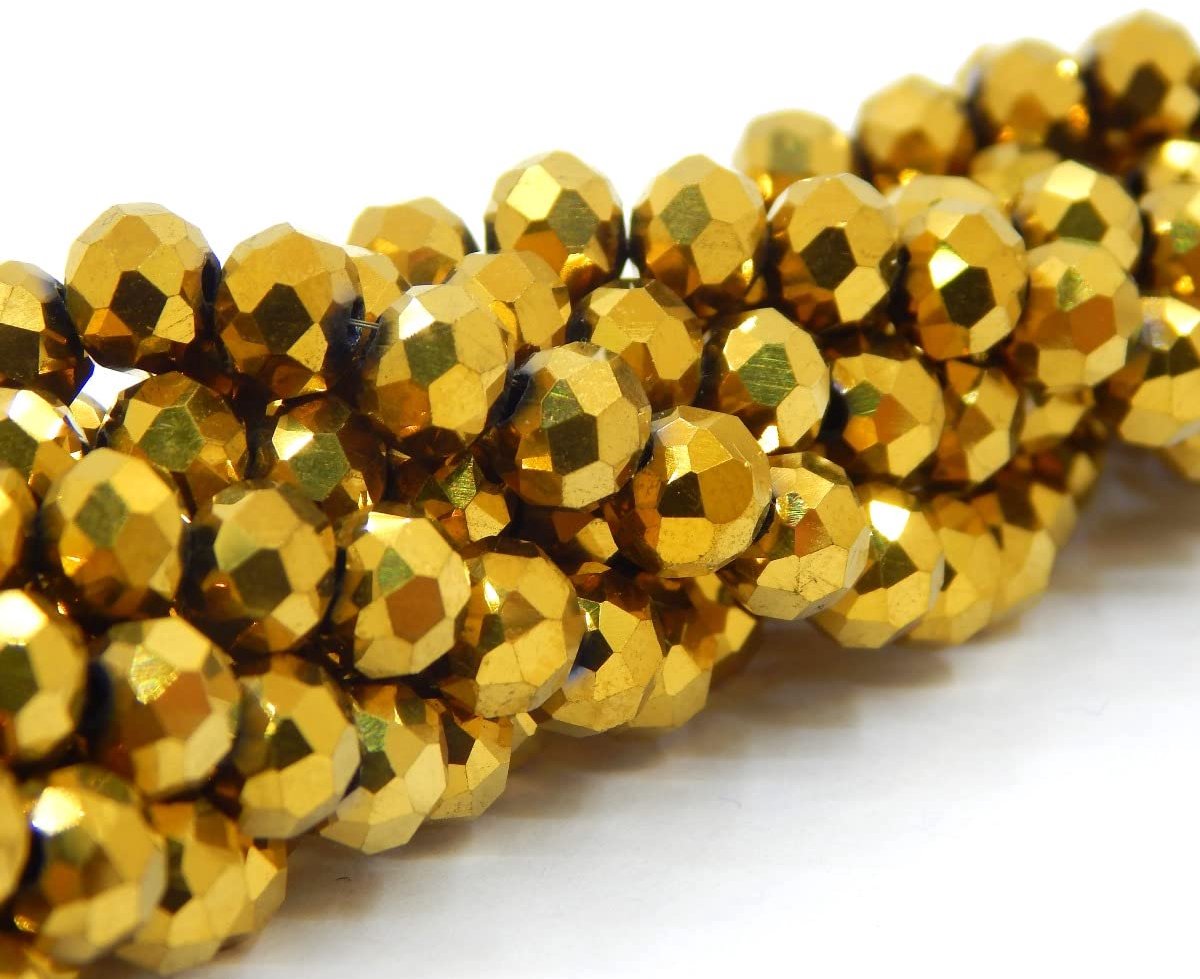 135 stuks Tsjechische Boheemse kristalkralen 3mm x 2mm Tsjechische kralen CZ glasgeslepen kralen Facet ronde kleurrijke glazen kralen 1 streng (goud metallic)
