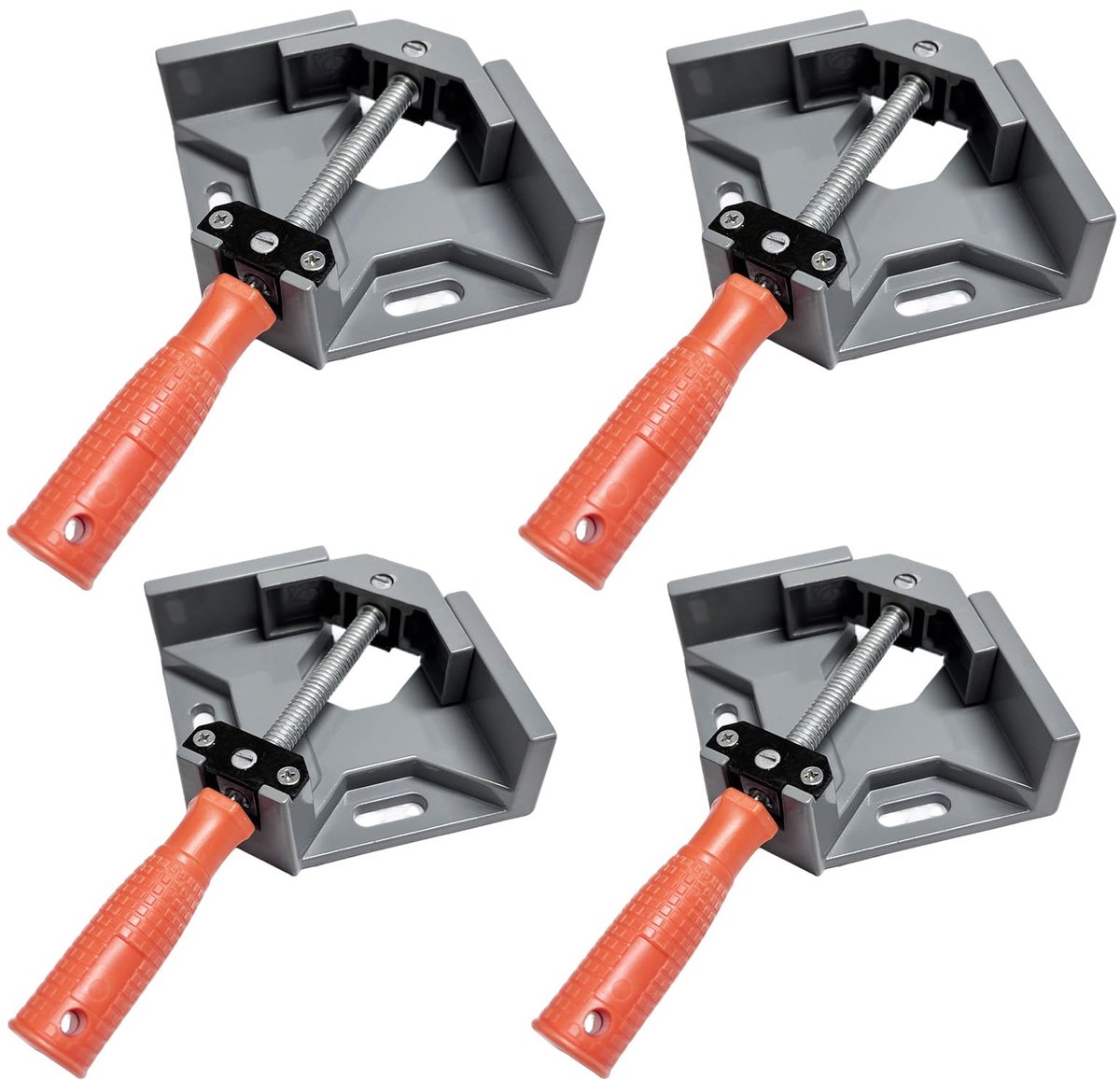 Hoekspanner 90 graden set van aluminiumlegering, 4 stuks hoekspanners met verstelbare zwenkbek, eenhandige klemhulp voor houtwerk, fotolijsten en meubelmontage