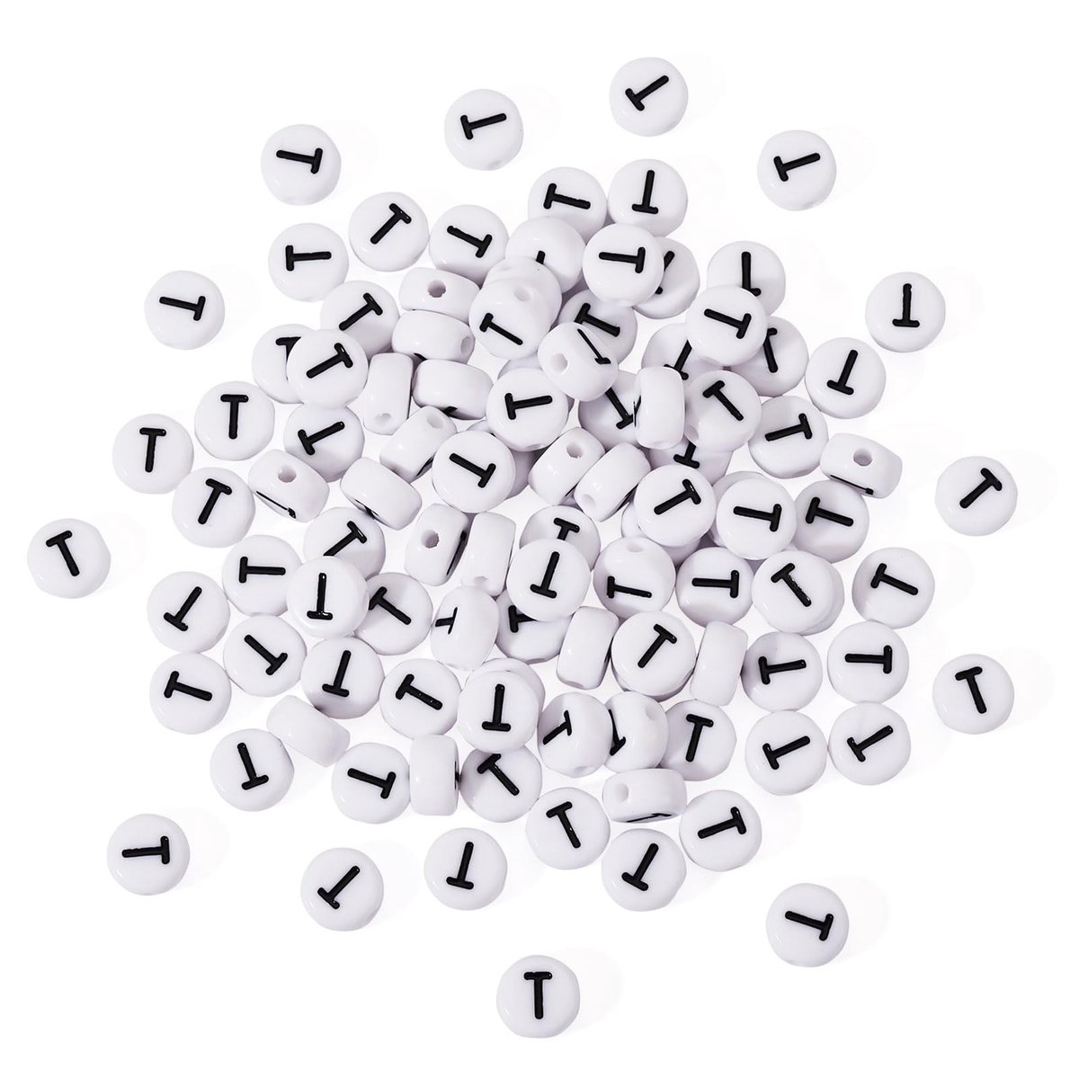 Kralen eerste letter T losse kralen 7mm wit plat ronde letter spacer kralen voor naam armband sieraden maken
