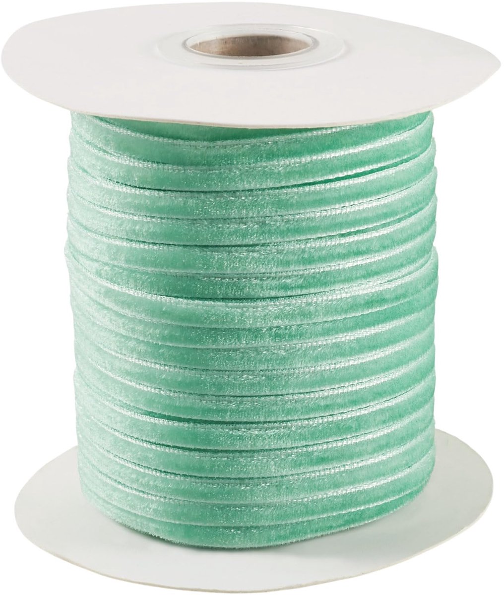 50 meter fluwelen lint 3-4 mm vintage satijnen lint met één gezicht versieren, kanten rand voor geschenkverpakking, kerstkrans, strik, doe-het-zelf ambachten, naaien, aquamarijn