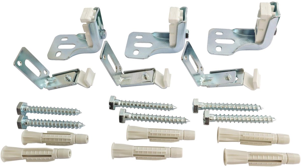 FOR YOU, 601520304, Set van 3 verstelbare bevestigingen voor paneelradiator zonder beugel - Bestaande uit 3 consoles, 6 schroeven (8x60), 6 pluggen (10x60)