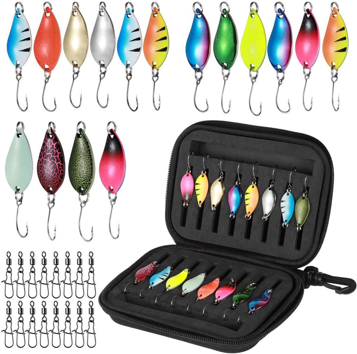 Forel Aas, 16 Stuks Forel Lepel Set 2.5g 3.5g 5g Kunstmatig Aas Met Wartel Vissen, Spinner Lepel Met Opbergdoos, Vis Accessoires