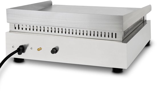 VERTES Grillplaat, bakplaat, plancha, elektrische grill 1700 W van roestvrij staal, glad grilloppervlak 40 x 26 cm, thermostaat, temperatuur 50-300 °C, spat- en hittebescherming, opvangbak, rubberen voetjes — afbeelding 4