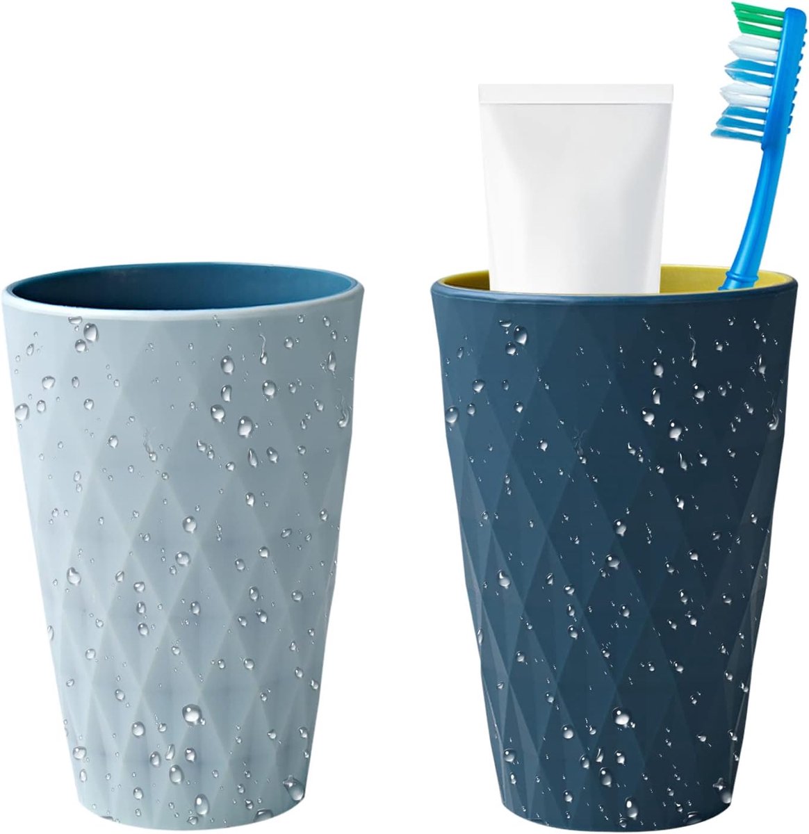 2 stuks tandenborstelbekers, 400 ml beker van hard plastic | tandenborstelbeker, design in Scandinavische stijl, robuust en duurzaam, geschikt voor volwassenen, jongeren en kinderen