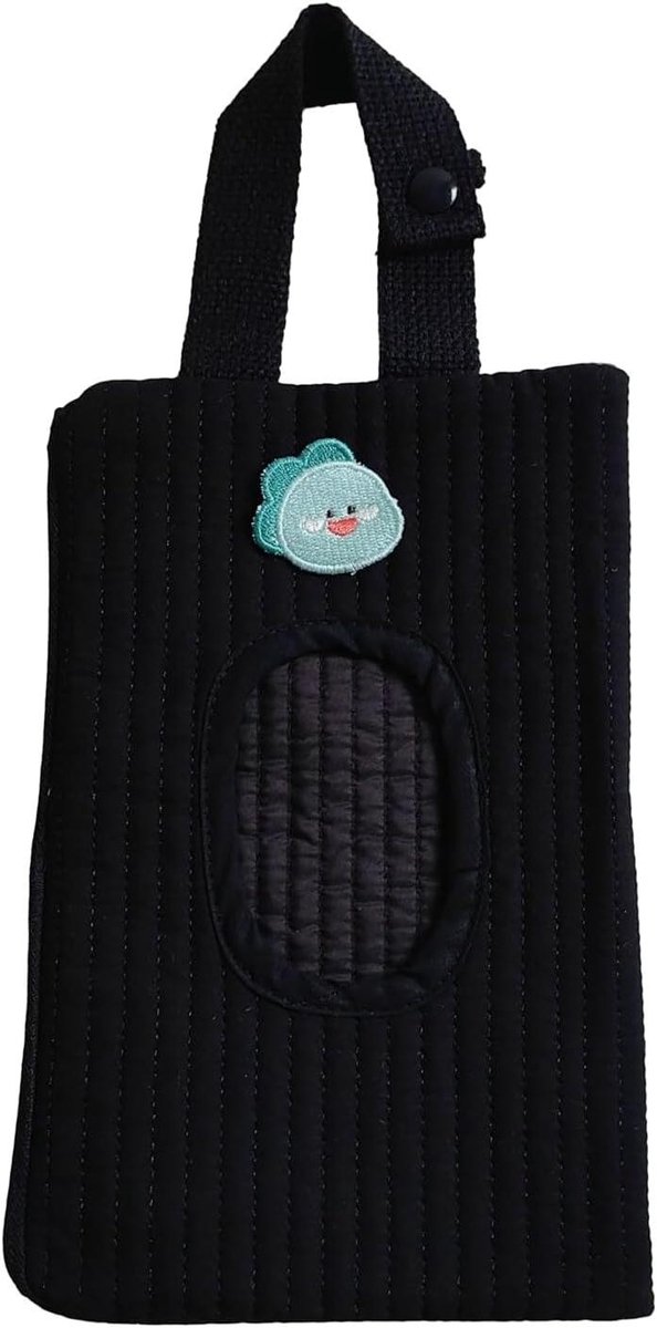 Babydoekjes Pouch - Natte Veeg Case - Baby Verzorging Onderweg - Gewatteerd Dierenpatroon - 23 x 15 cm - Zwart