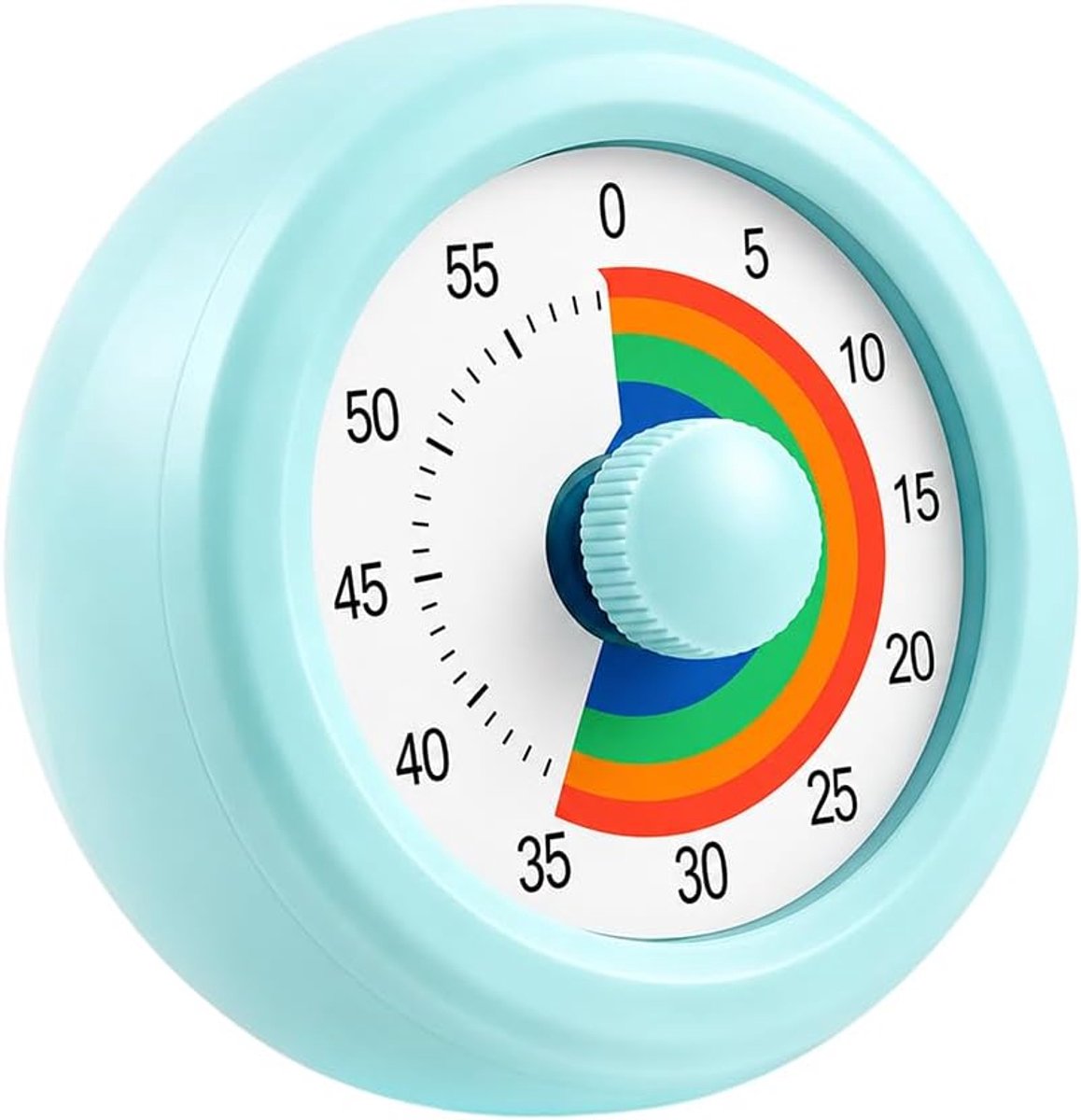 Stille visuele timer van 60 minuten, afteltimer met regenboogschijf, taakherinnering van 60 minuten, geschikt voor thuis, keuken, kinderbureau, kantoorvergaderingen, enz. (blauw)