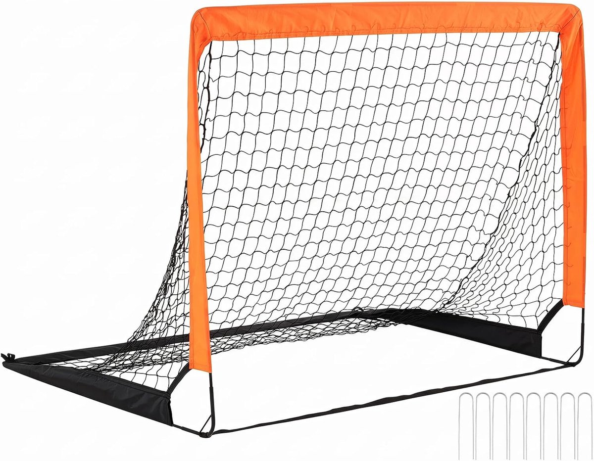 COSTWAY Set van 2 voetbaldoelen voor kinderen, pop-up voetbaldoel | Trainingsdoel met versterkte glasvezelstangen en doelnetten, inklapbaar trainingsnet voor tuin, park, terras