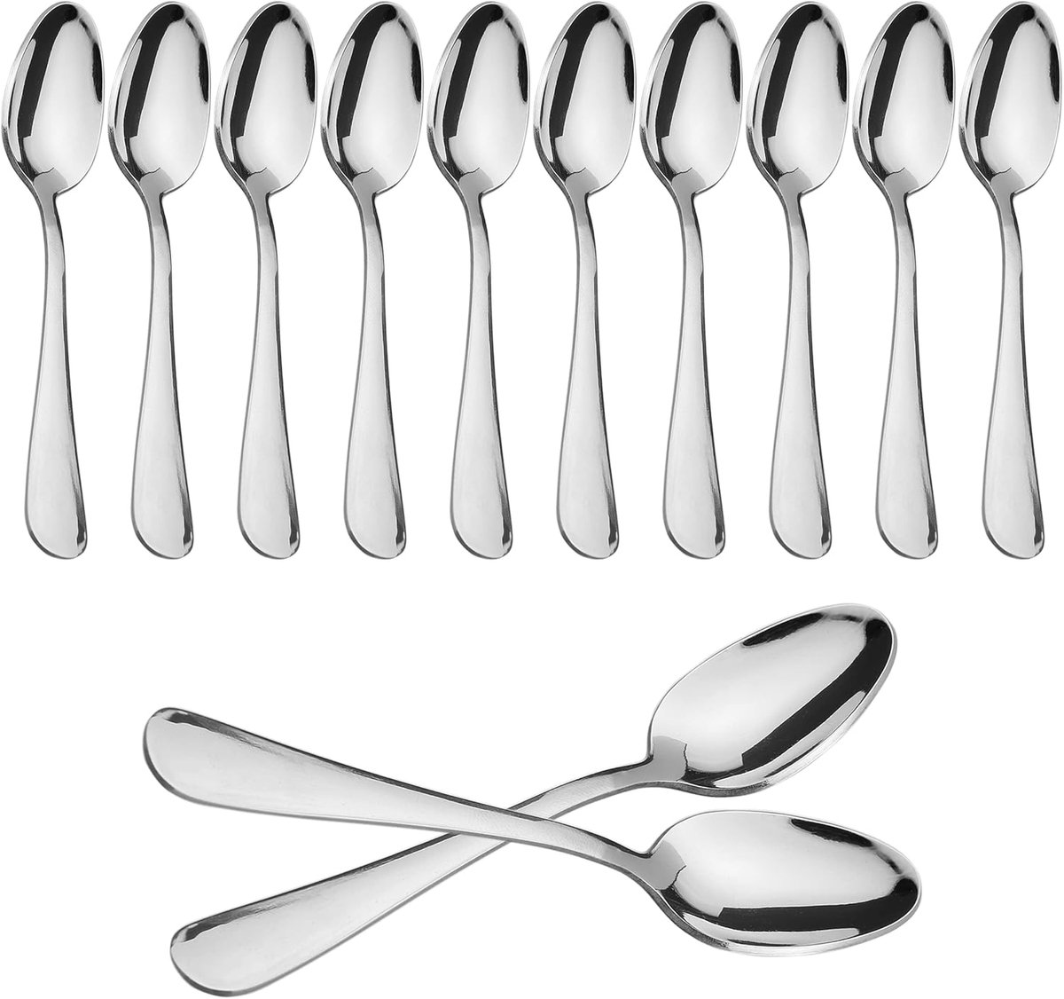 12 Moka-lepels 10,3 x 2.2 cm Zeer Gepolijst Roestvrij Staal 18/0